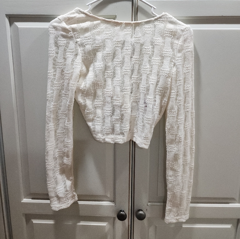 Edikted Cream Textured Crop Top